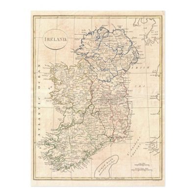 B&Q -  Unframed Wall Art 1799 Clement Cruttwell Map Ireland Vintage12X16 Inch
