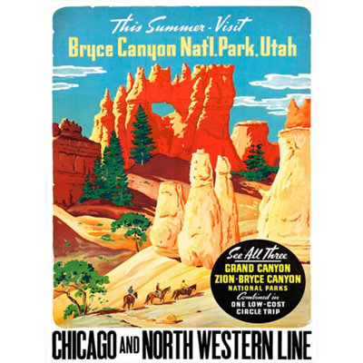 Artery8 Unframed Wall Art Travel Bryce Canyon National Park Utah Usa Horse Trek12X16 Inch from B&Q