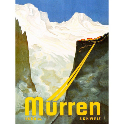 Artery8 Unframed Wall Art Travel Murren Switzerland Snow Mountain Alpine Resort Ski12X16 Inch from B&Q