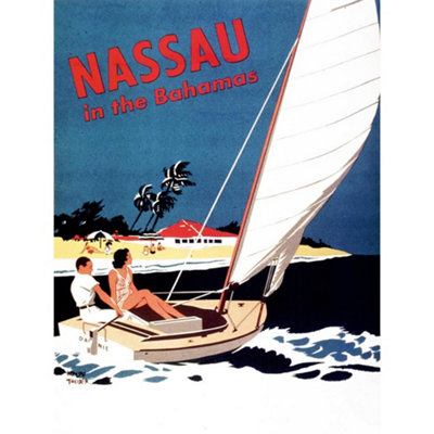 Artery8 Unframed Wall Art Travel Nassau Bahamas Beach Sea Ocean Yacht Boat12X16 Inch from B&Q