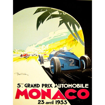 Artery8 Unframed Wall Art Sport Advert Motor Race Grand Prix Monaco Monte Carlo12X16 Inch from B&Q