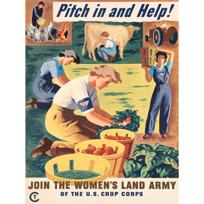 Artery8 Unframed Wall Art Wwii War Pitch Farm Vegetables Women Land Army Usa12X16 Inch from B&Q
