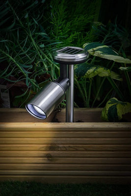 Noma Stainless Steel Silver Spot Pond Path Border Solar Light Garden from B&Q