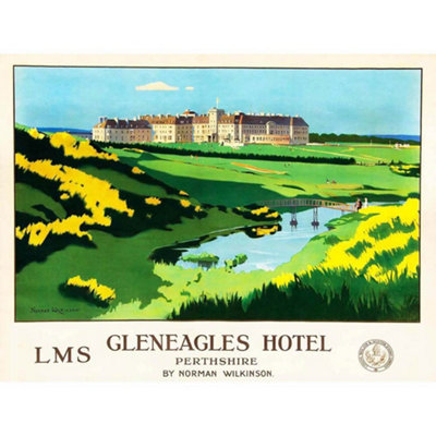 Artery8 Unframed Wall Art Travel Tourism Transport Hotel Gleneagles Scotland Lms Railway Golf12X16 Inch from B&Q