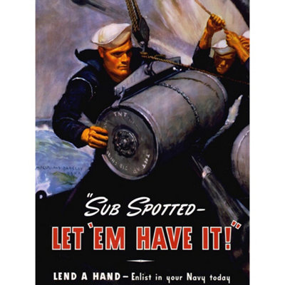 Artery8 Unframed Wall Art War Wwii Us Navy Submarine Tnt Bomb Sailor Military12X16 Inch from B&Q