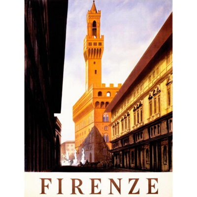 Artery8 Unframed Wall Art Vintage Travel Advert Firenze Florence Italy12X16 Inch from B&Q