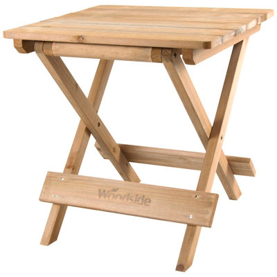 Woodside Folding Coffee Side Snack Table Wooden Garden Patio Furniture - Image 2