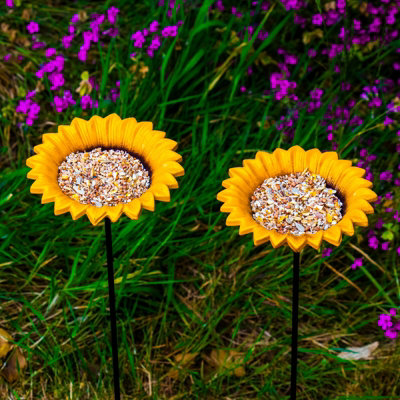 Woodside Cast Iron Sunflower Dish Bird Feeder (Pack Of 2) from B&Q