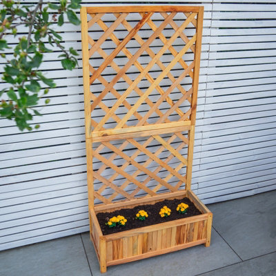Woodside Aldburgh Wooden Garden Trough Planter/flower Container Box With Trellis from B&Q
