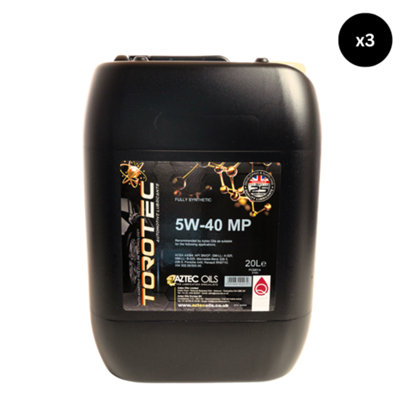 Aztec Oils Torotec 5W-40 Engine Oil Fully Synthetic Acea A3 B4 Mb 229.3 Gm-Ll-A-0252X20L from B&Q