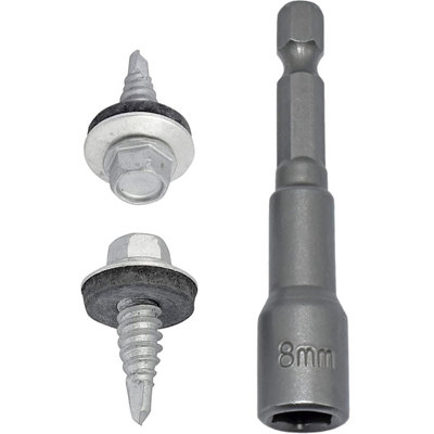 Taskar 6.3mm X 22mm Self-Drilling Tek Roofing Screws With 16mm Washer8mm Hex Head100 Pack from B&Q