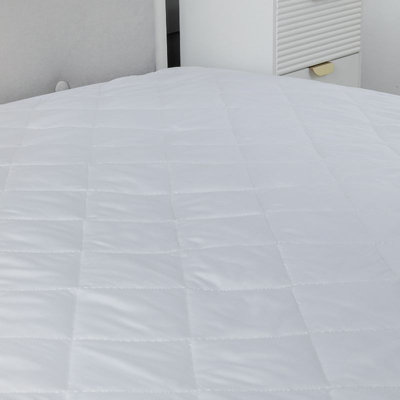 9Inch Deep Quilted Mattress Protector Microfibre Soft Touch Fitted Sheet from B&Q