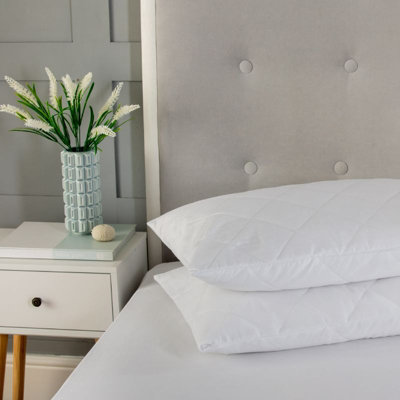 Quilted Pillow Protectors 2Pk Soft Touch Microfibre Protector Envelope Closing from B&Q