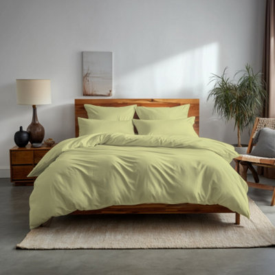 Plain Dyed Easy Care Polycotton Duvet Cover And Pillowcase/s Set Bed Linen Lemon from B&Q