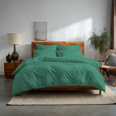 Plain Dyed Easy Care Polycotton Duvet Cover And Pillowcase/s Set Bed Linen Mint from B&Q