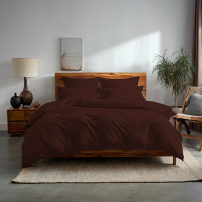 Plain Dyed Easy Care Polycotton Duvet Cover And Pillowcase/s Set Bed Linen Chocolate from B&Q
