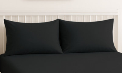 Luxury 200Tc Housewife Pillowcase Pair Soft Feel Black from B&Q