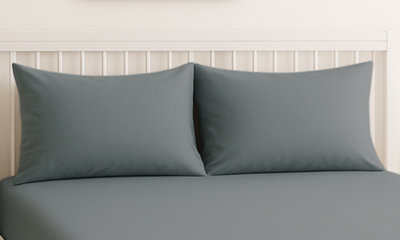 Luxury 200Tc Housewife Pillowcase Pair Soft Feel Grey from B&Q
