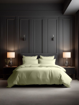 Luxury 400Tc Cotton Sateen Hotel Quality Duvet Cover And Pillowcase/s Set Bed Linen Cream from B&Q