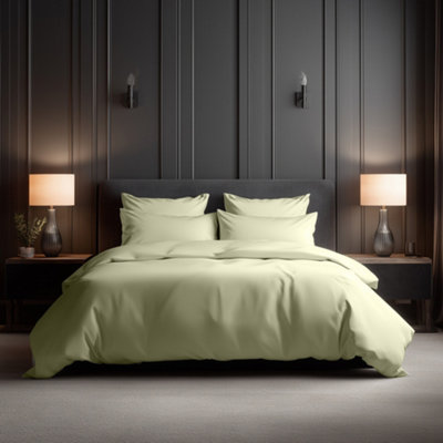 Luxury 400Tc Cotton Sateen Hotel Quality Duvet Cover And Pillowcase/s Set Bed Linen Cream from B&Q