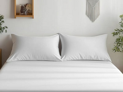 Luxury 400Tc Sateen Cotton Housewife Pillowcase Pair Hotel Quality Envelope Closing White from B&Q