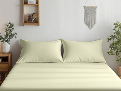 Luxury 400Tc Sateen Cotton Housewife Pillowcase Pair Hotel Quality Envelope Closing Cream from B&Q