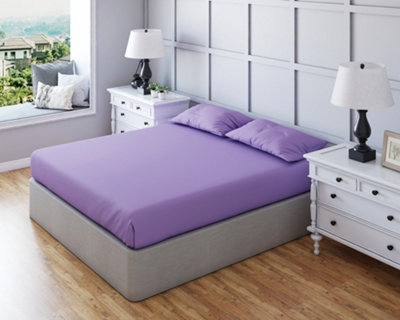 Polycotton Plain Dyed Housewife Pillowcase Pair Lilac from B&Q