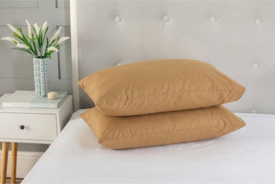  - Polycotton Plain Dyed Housewife Pillowcase Pair Tan