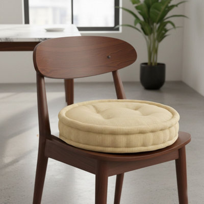 Teddy Fabric Round Booster Cushion Soft Seat Riser Pad For Dining Chair Beige from B&Q