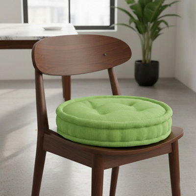 Teddy Fabric Round Booster Cushion Soft Seat Riser Pad For Dining Chair Green from B&Q
