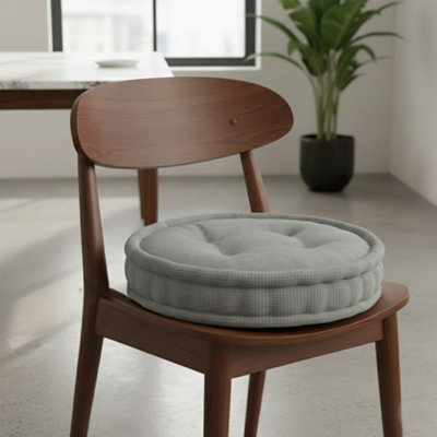 Teddy Fabric Round Booster Cushion Soft Seat Riser Pad For Dining Chair Grey from B&Q