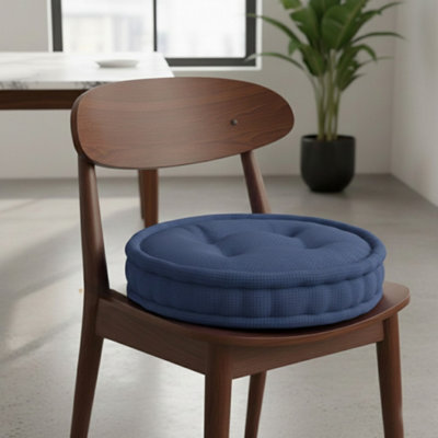 Teddy Fabric Round Booster Cushion Soft Seat Riser Pad For Dining Chair Navy from B&Q