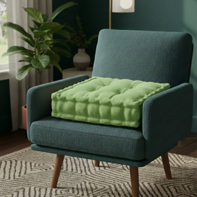 Teddy Fabric Square Booster Cushion Soft Seat Riser Pad For Dining Chair Green from B&Q