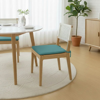 Foam Seat Pad With Ties Comfortable Chair Cushion For DiningKitchen Garden Seating Teal from B&Q