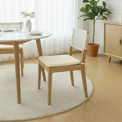 Foam Seat Pad With Ties Pack Of 4 Comfortable Chair Cushion For DiningKitchen Garden Seating Cream from B&Q