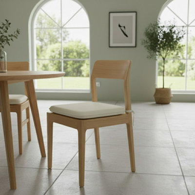 Waterproof Square Foam Seat Pad With Ties Pack Of 4 Chair Cushion Seating Beige from B&Q