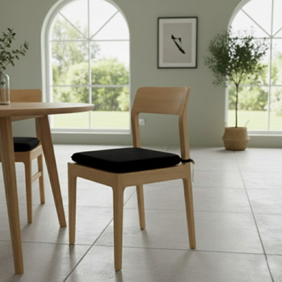 Waterproof Square Foam Seat Pad With Ties Pack Of 4 Chair Cushion Seating Black from B&Q