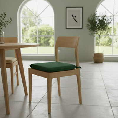 Waterproof Square Foam Seat Pad With Ties Pack Of 4 Chair Cushion Seating Green from B&Q