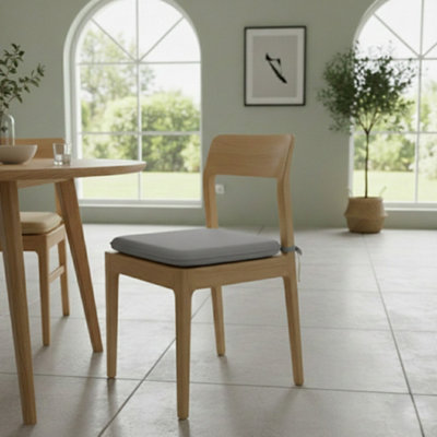 Waterproof Square Foam Seat Pad With Ties Pack Of 4 Chair Cushion Seating Grey from B&Q