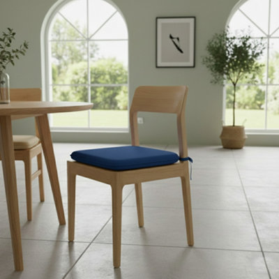 Waterproof Square Foam Seat Pad With Ties Pack Of 4 Chair Cushion Seating Navy from B&Q