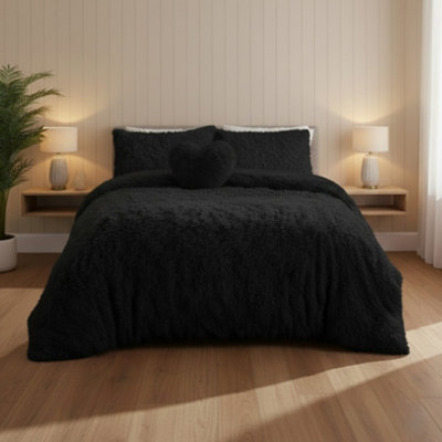 Super Fluffy Duvet Cover Ultra SoftCloud-Like Comfort Snug Sleep Black from B&Q