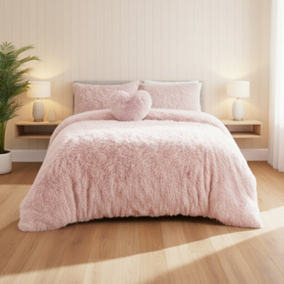 Super Fluffy Duvet Cover Ultra SoftCloud-Like Comfort Snug Sleep Pink from B&Q