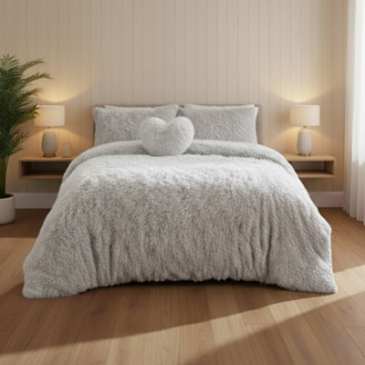 Super Fluffy Duvet Cover Ultra SoftCloud-Like Comfort Snug Sleep Silver from B&Q