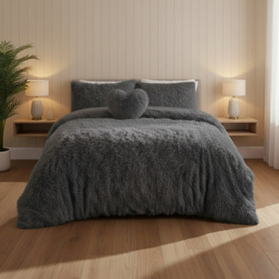 Super Fluffy Duvet Cover Ultra SoftCloud-Like Comfort Snug Sleep Grey from B&Q