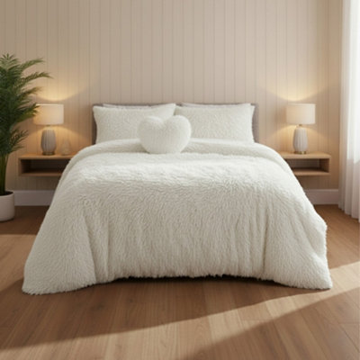Super Fluffy Duvet Cover Ultra SoftCloud-Like Comfort Snug Sleep White from B&Q