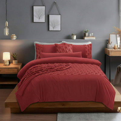 Ultra Soft Teddy Duvet Cover Set Christmas Tree Cozy Fleece Bedding Red from B&Q
