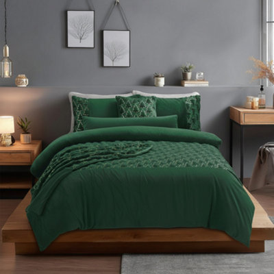 Ultra Soft Teddy Duvet Cover Set Christmas Tree Cozy Fleece Bedding Green from B&Q