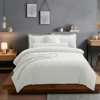 Ultra Soft Teddy Duvet Cover Set Christmas Tree Cozy Fleece Bedding White from B&Q