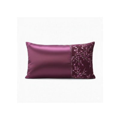 Luxury Embellished Oblong Cushion With Satin Finish Decorative Accent Pillow For Sofa And Bed Purple 45X30Cm from B&Q