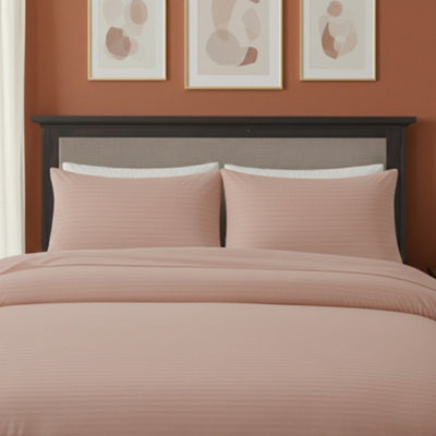 Microfibre Soft Touch Satin Stripe Housewife Pillowcase Pair Pink from B&Q
